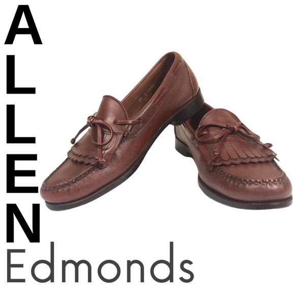 Allen Edmonds Brown Bowtie Leather Loafers US 8.5 - Picture 1 of 9